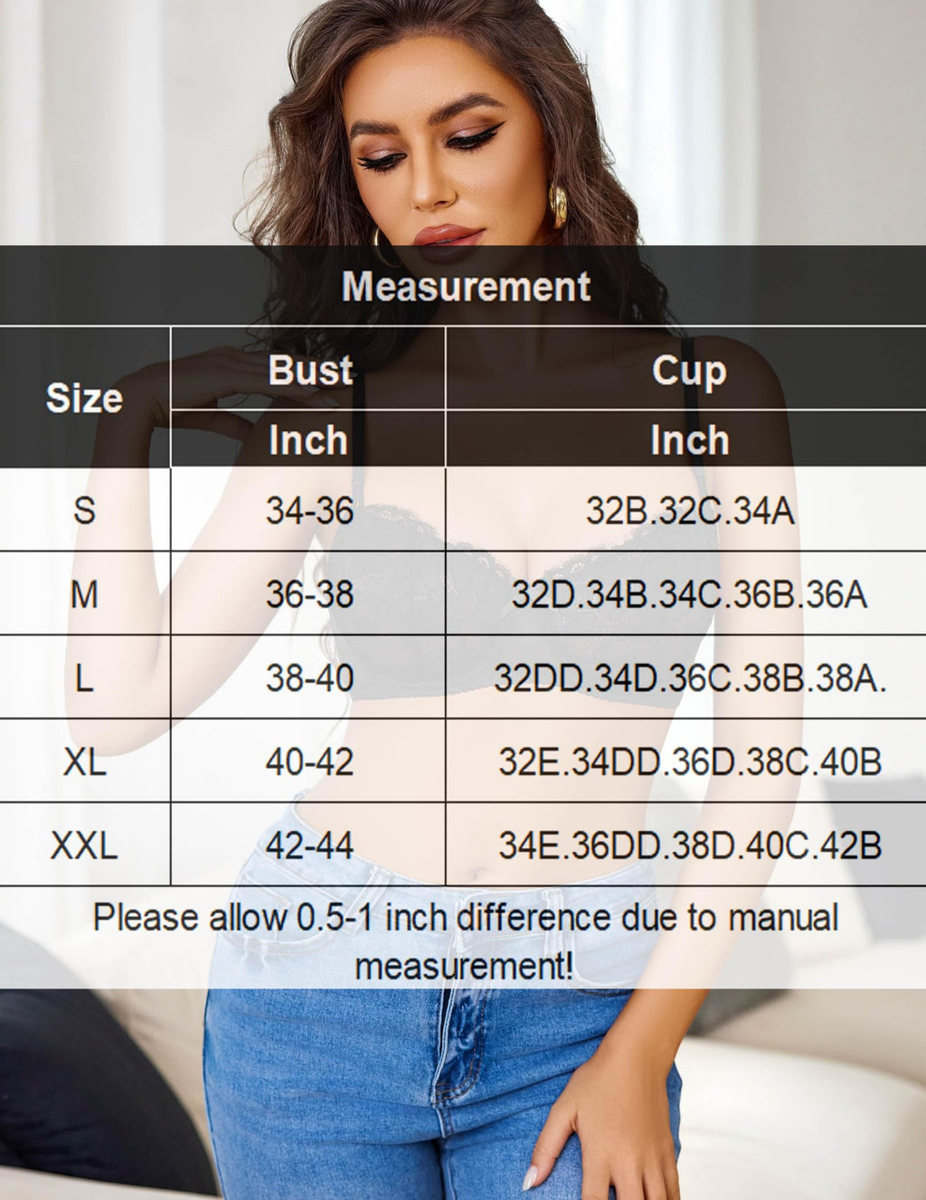 Avidlove Women's Sexy Lace Bra Sheer Balconette Underwire Unlined Everyday Bras Lingerie Black