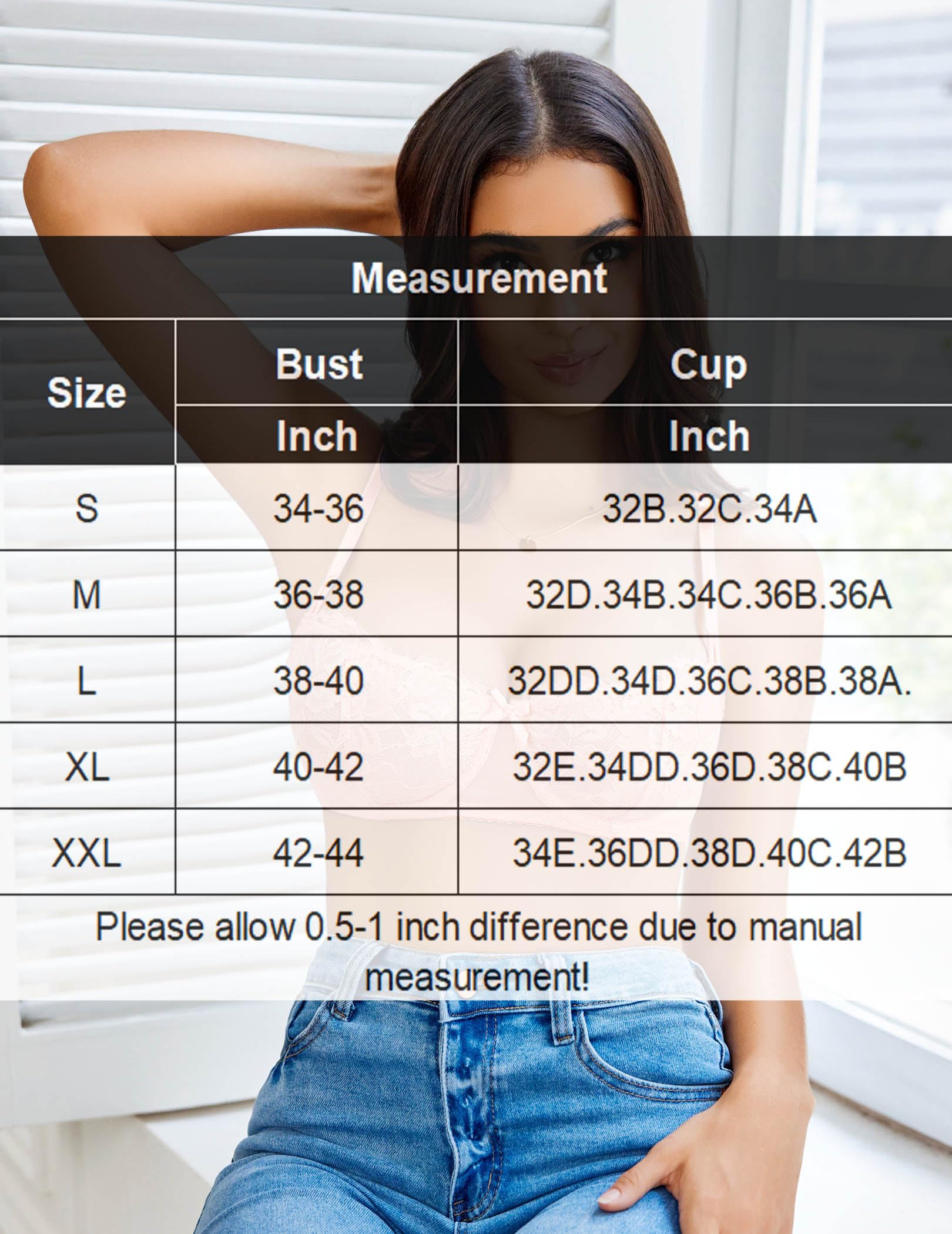 Avidlove Women's Sexy Lace Bra Sheer Balconette Underwire Unlined Everyday Bras Lingerie S-XXL Light Pink